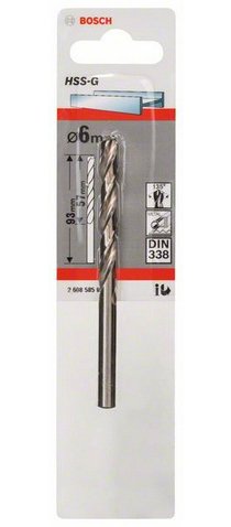 Bosch Broca Para Metal Hss-G, Din 338, 6mm 2608585926