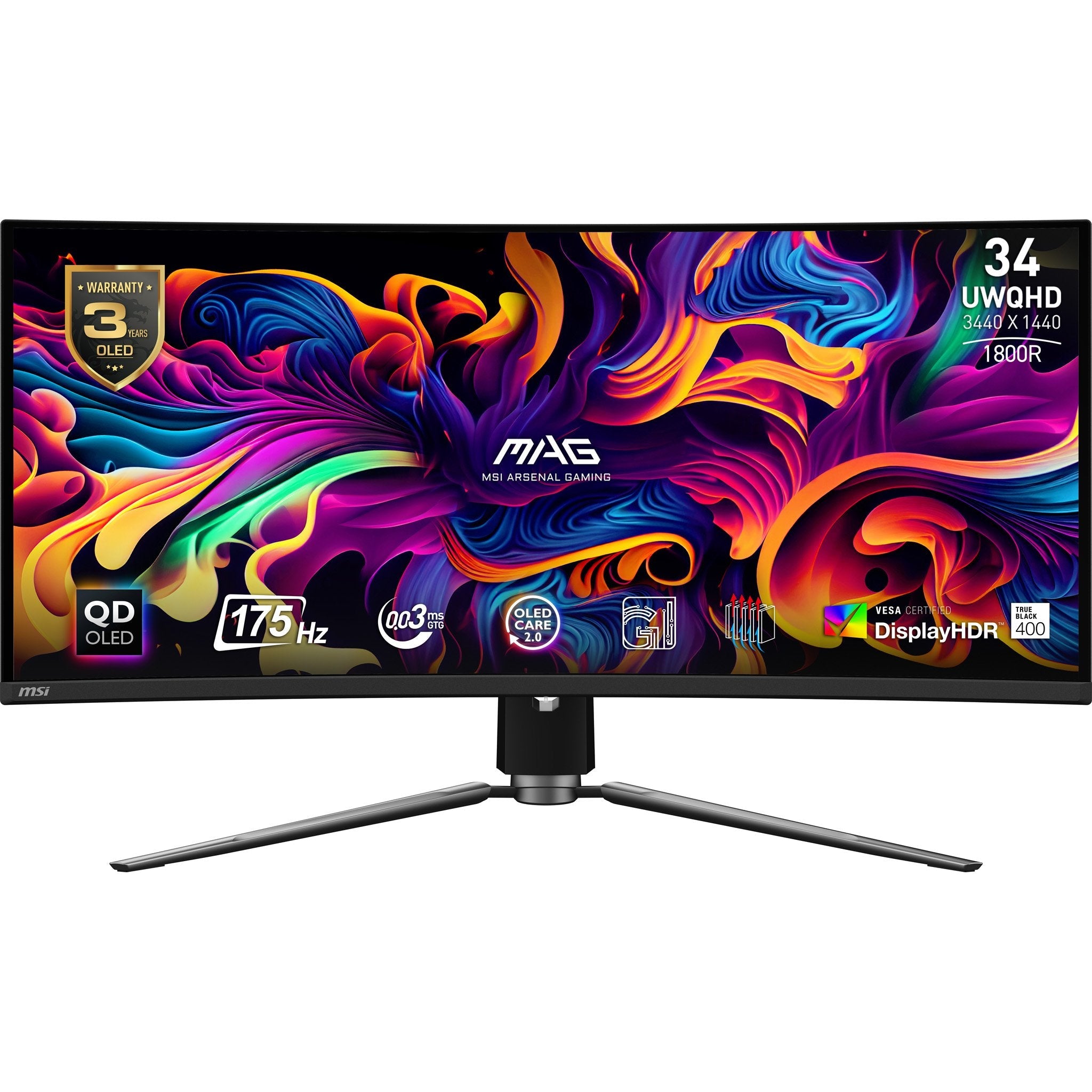 Monitor Gaming 34"  Msi Mag 341cqp Qd-Oled Curvo 0.03ms/175h