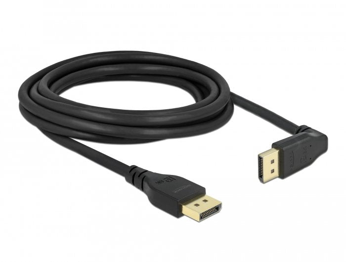 Cable Delock Displayport Stecker Gerade Zu Stecker 90° Oben Gewinkelt 8k 60 Hz 3 M Ohne Einrastfunktion