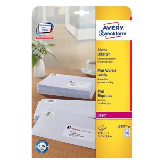 Avery Zweckform Etiquetas De Dirección L7636-25 Blanco 45,7 X 21,2 Mm