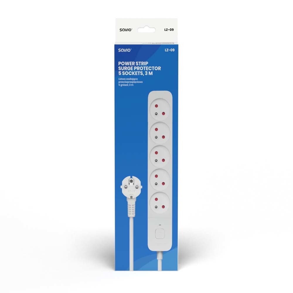 Regleta De 5 Enchufes 3m Blanco Savio Lz-09