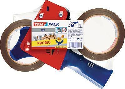 Tesapack 2x Pvc 66m 50mm -Packband- + 1x Handabroller