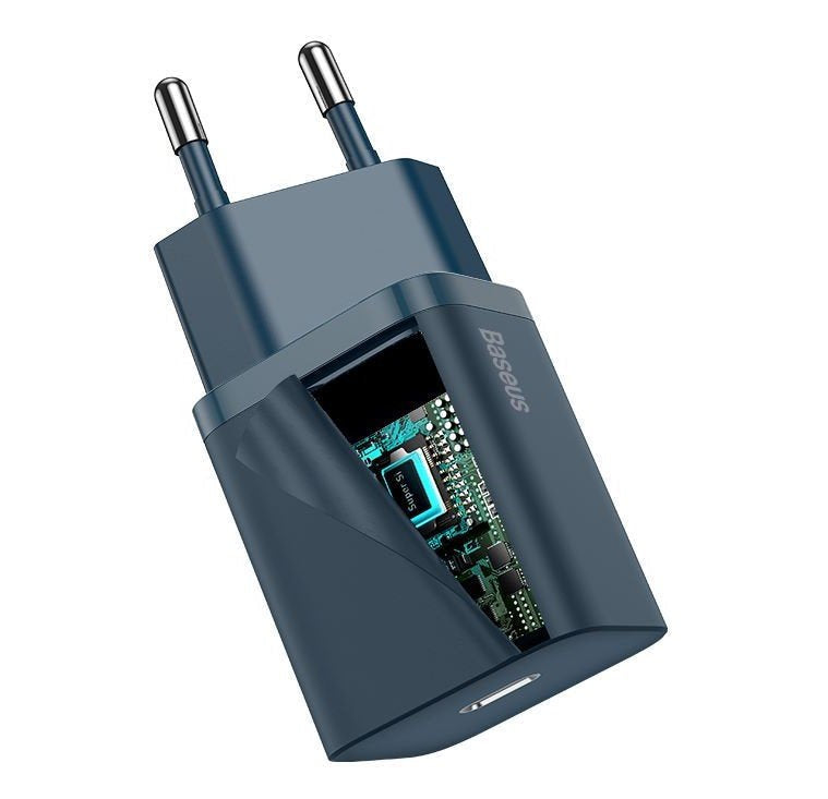 Baseus Travel Charger Set Super Si 1c Pd Fast Charger 20w Blue Eu (Ccsup-B03)