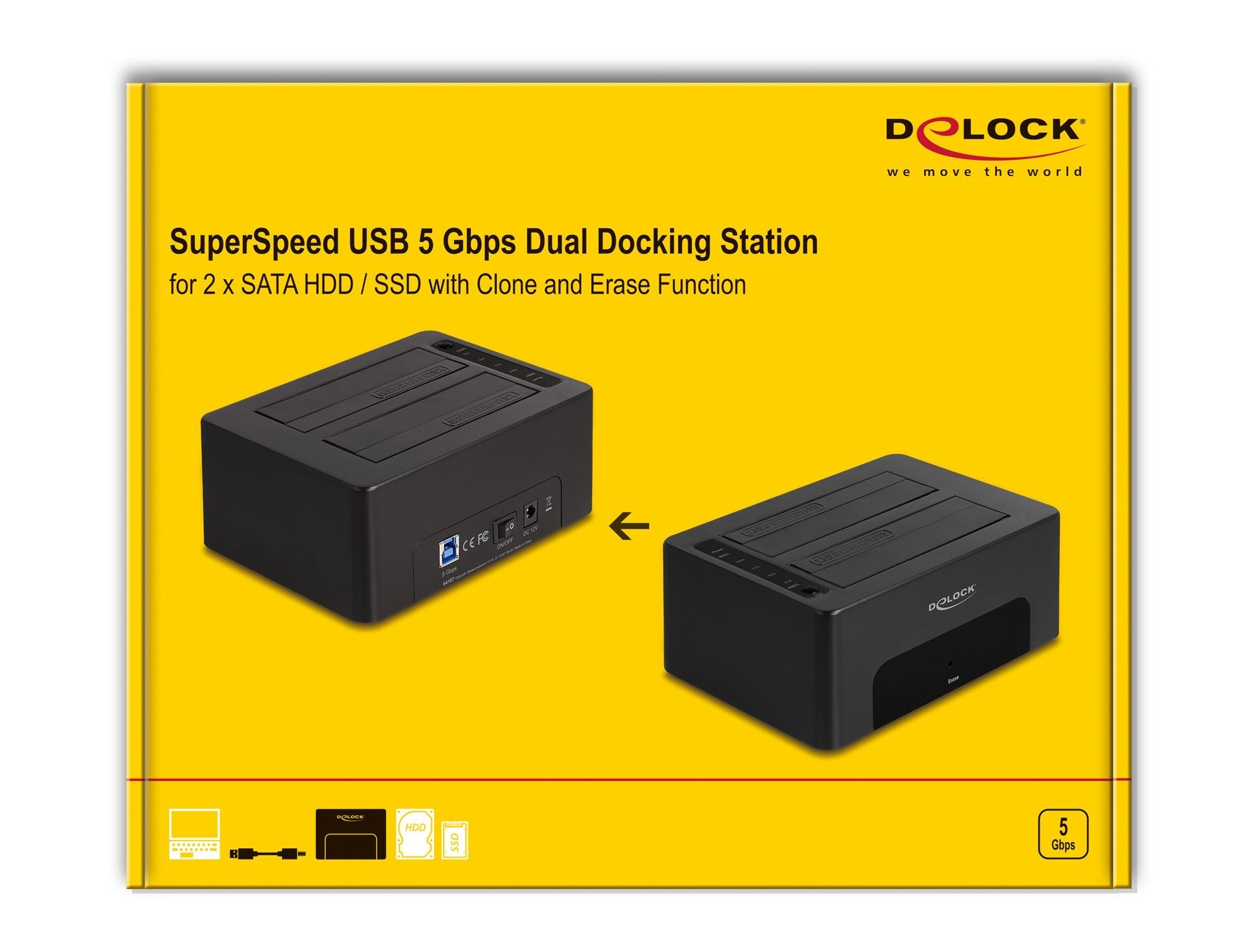 Delock 64187 Usb Dual Dockingstation Para 2 X Sata Hdd / Ssd