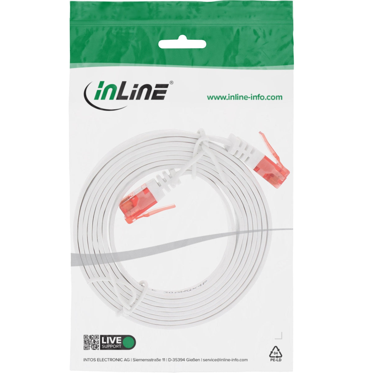 Inline Flat Ultraslim Cable De Red U/Utp Cat.6 Gigabit Ready Blanco 3m