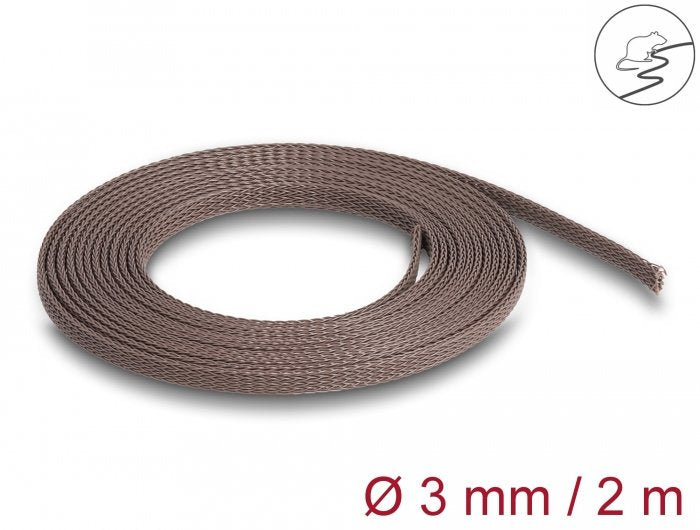 Delock 20896 Manguito Trenzado Resistente A Los Roedores Extensible 2 M X 3 Mm Marrón