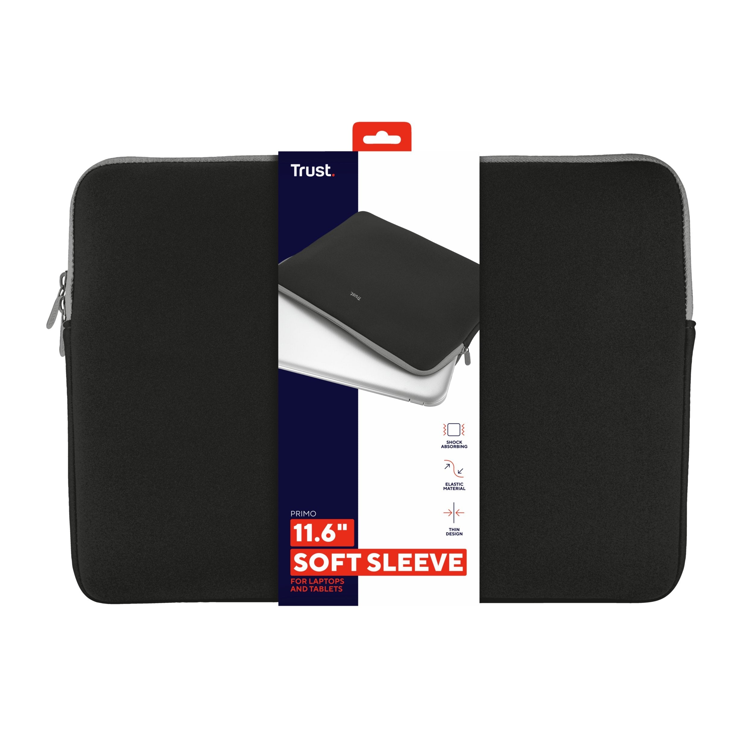 Funda Trust Primo Soft Sleeve Para Portátiles Tablets Hasta 11.6' Negra