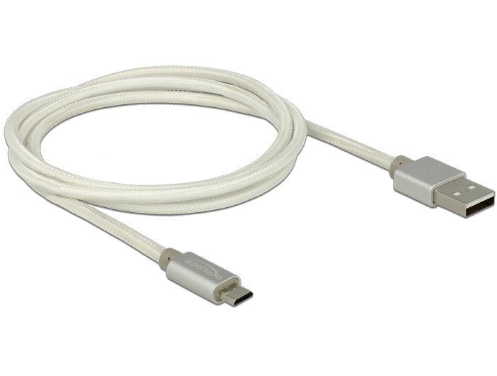 Usb Cable Delock A -> Micro-B M/M 1.00m Blanco Textilmantel
