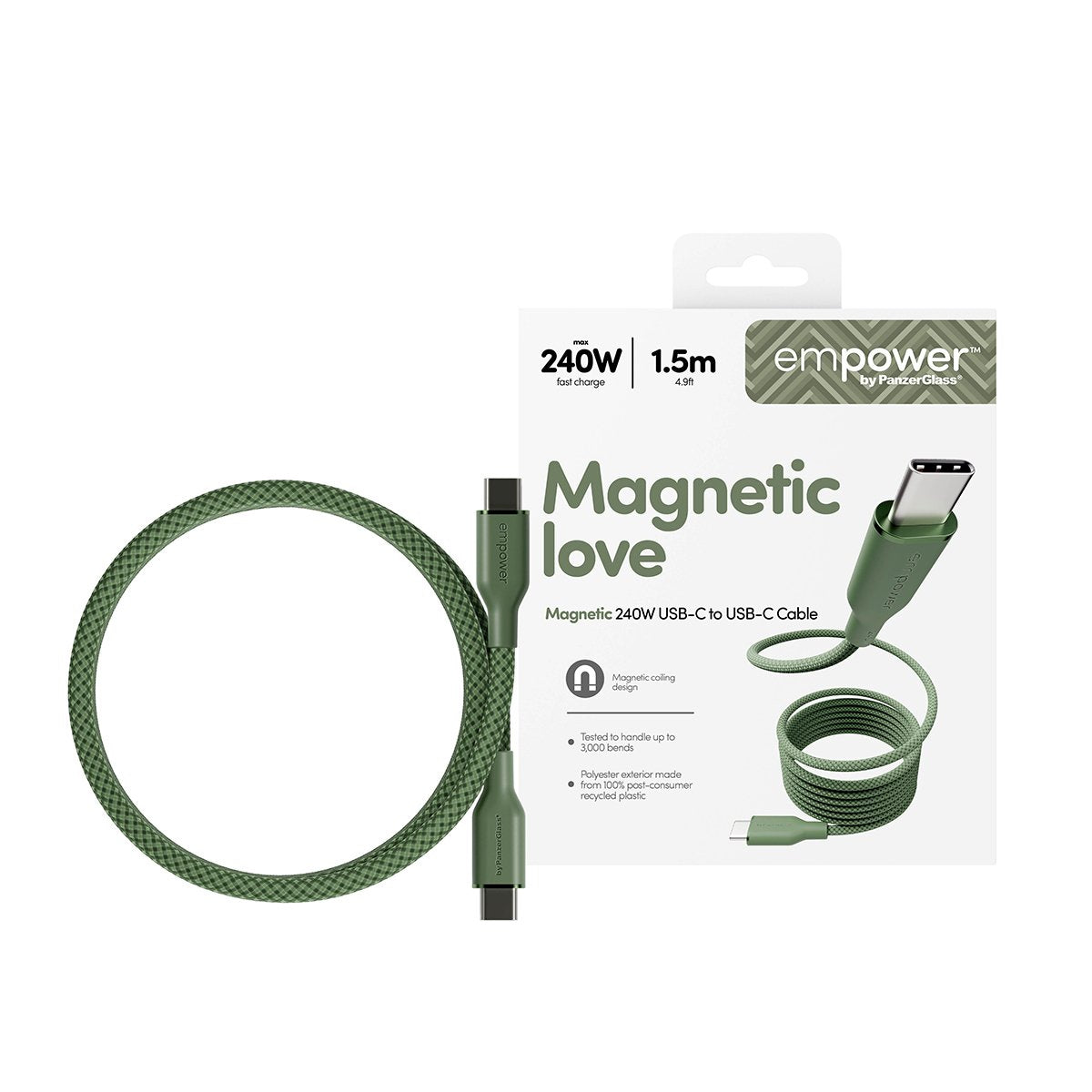 Panzerglass Empower Magnetic 240w Usb-C To Usb-C 1.5m Sage