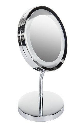 Espejo Adler Ad 2159, 4 Pilas Aaa, Iluminación Led, Diámetro 15 Cm, Cromado