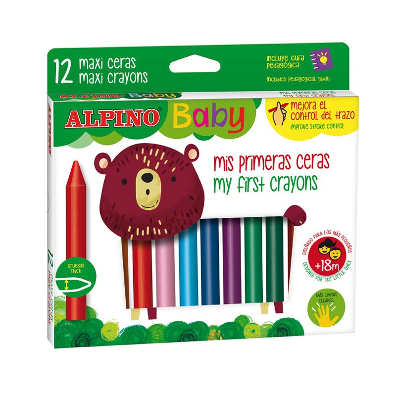 Alpino Ceras Mis Primeras Ceras Baby Gruesas Más Limpias Estuche De 12 C/Surtidos