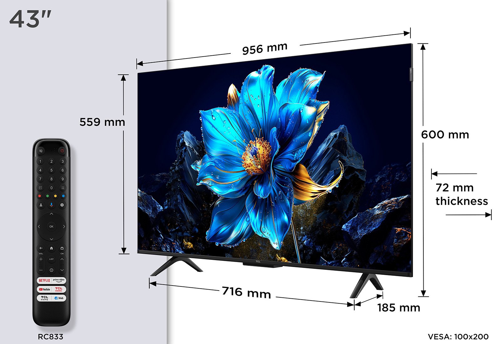 EAN 5901292525958 - TCL P7K 43P7K Televisor 109,2 cm (43") 4K Ultra HD Smart TV Wifi Metálico 430 cd / m² imagen 3