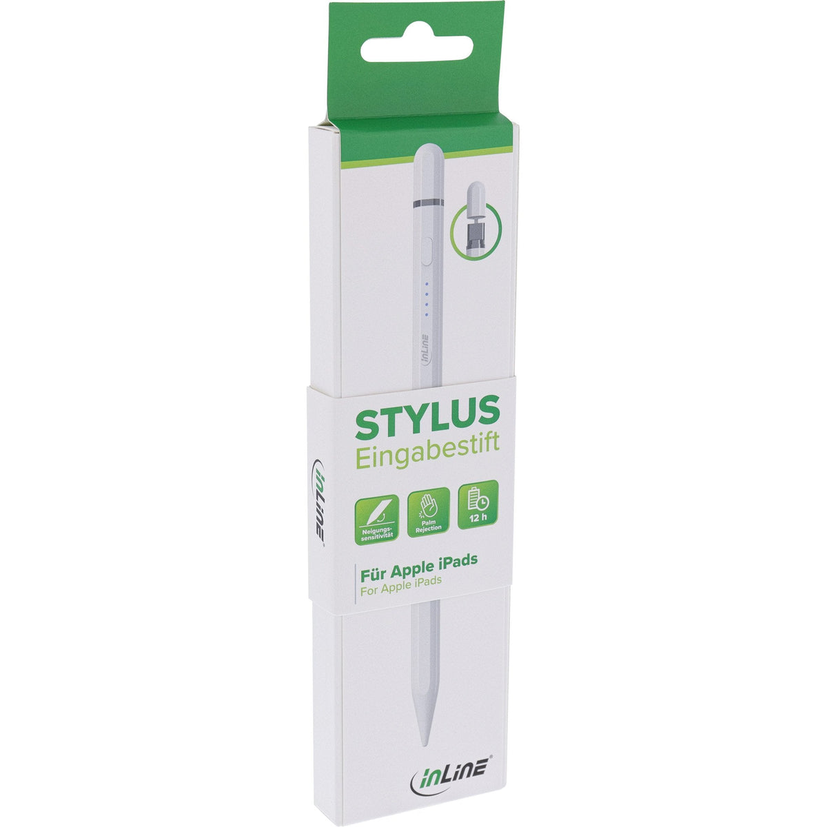 Inline Stylus - Tabletstift Para Apple Ipads - Con Batería - Usb-C - Blanco