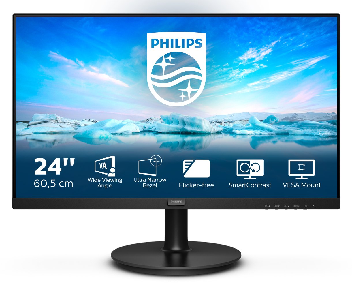 Monitor Philips 23,8" 241v8l/00 Led 4ms Hdmi Vga Negro