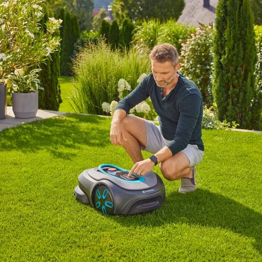 Robot Cortacésped Gardena Smart Sileno Pro 600m² 19802-20 (Gris/Turquesa, Batería De Iones De Litio, Tecnología Lona)