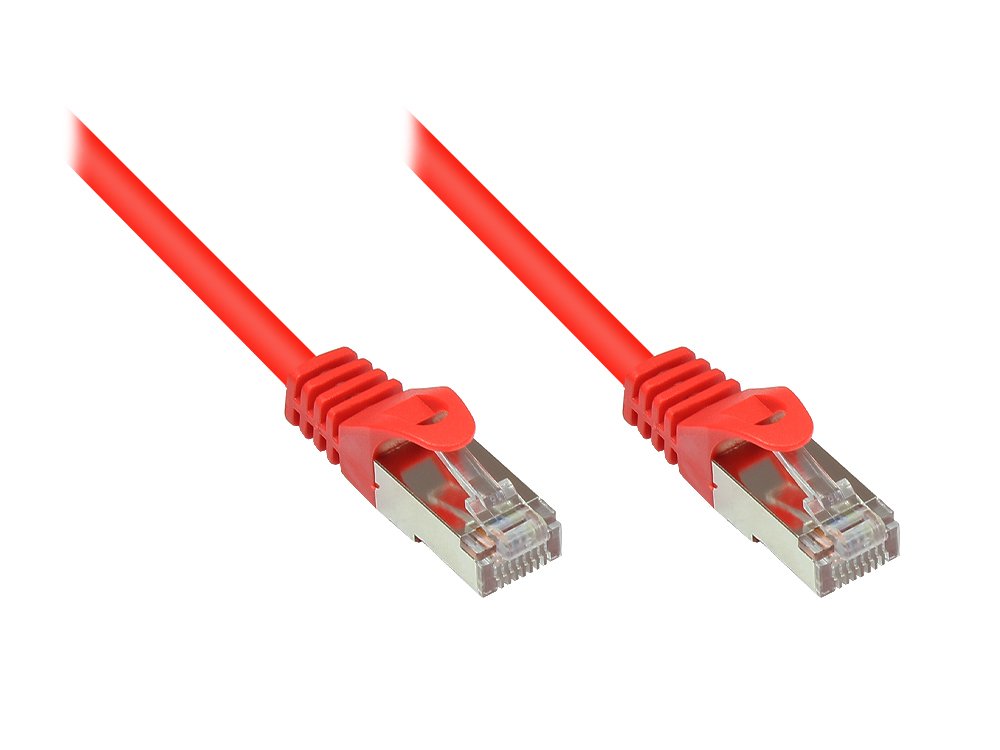 Rns® Cable De Red Mit Rastnasenschutz, Cat. 5e, Sf Utp, Pvc, 100mhz, Rot, 0,15m, Good Connections®