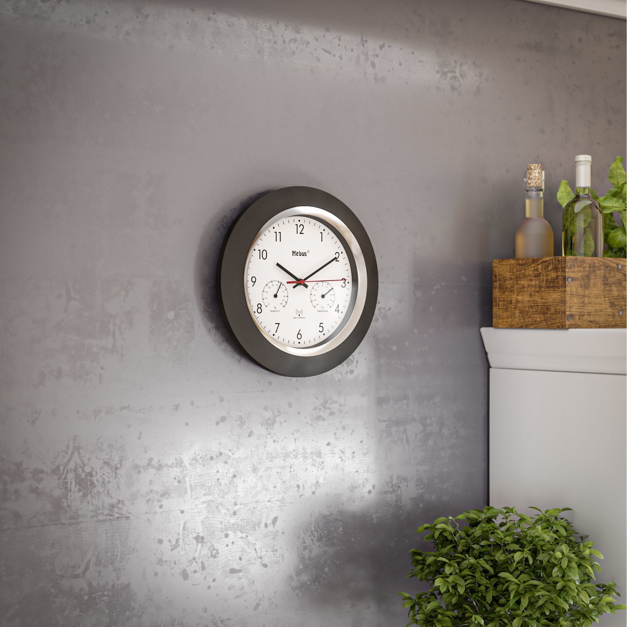 Relojes De Pared  Mebus 19453 Funk-Wanduhr Mit Thermo-/Hygrome