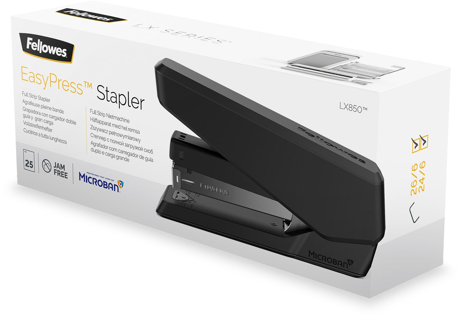 Fellowes Grapadora Lx850 Easypress 25 Hojas/Tiras Completas Negro