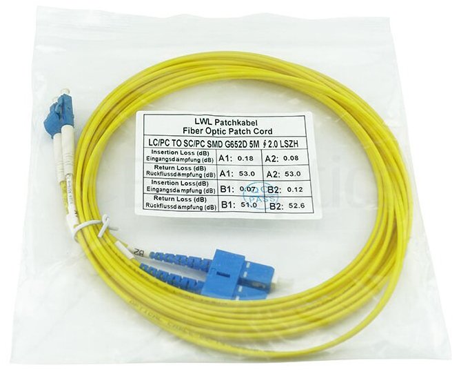 Blueoptics Lwl Cable De Red Lc / Sc Sm G.652.D Amarillo 5,0m