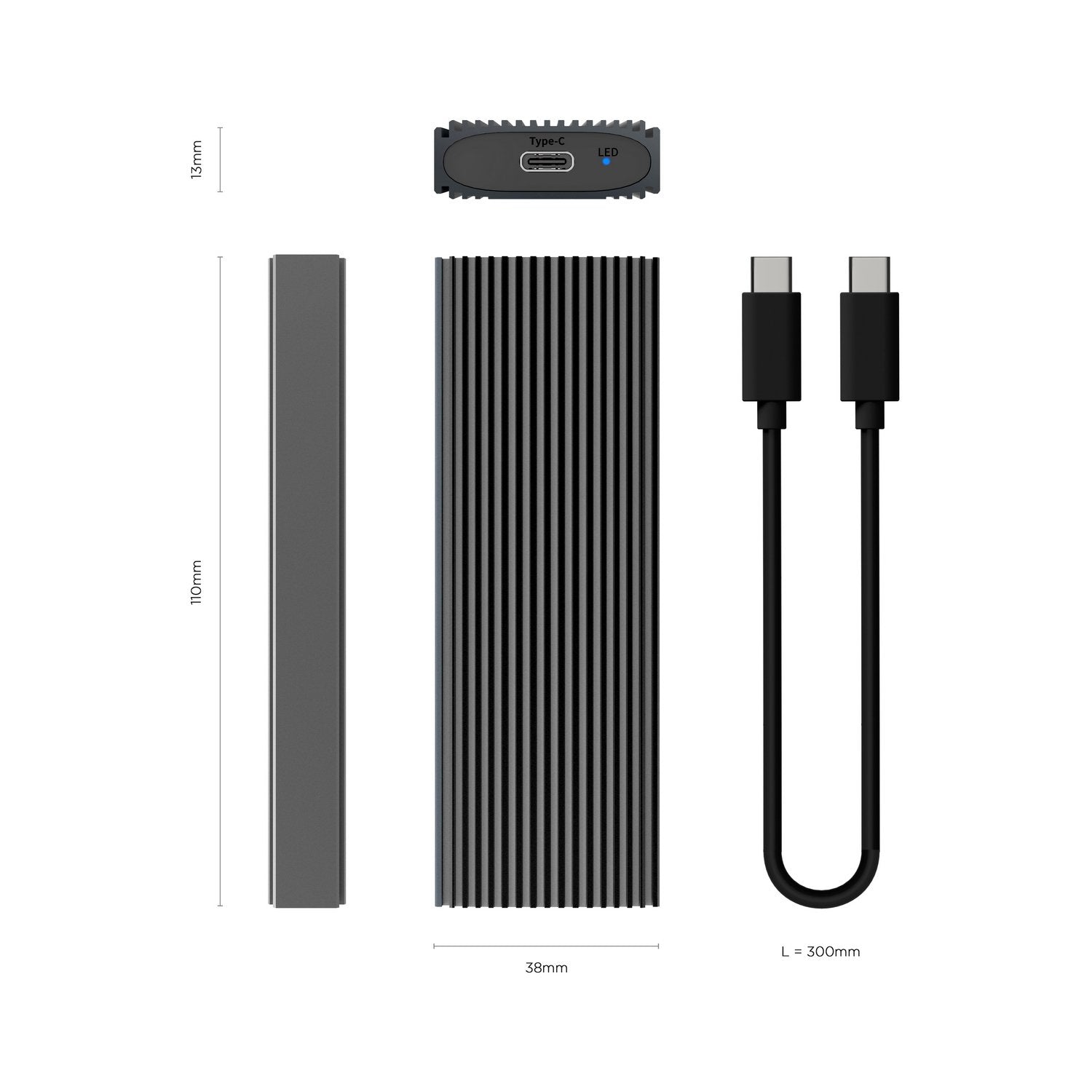 Aisens Caja Externa Para Disco Ssd M.2 Nvme Usb 3.2 Sin Tornillos Asm2-023gr
