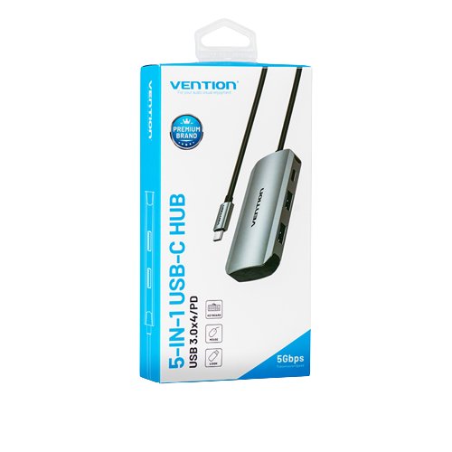 EAN 6922794753518 - Vention TNBHB hub de interfaz USB Tipo C 5000 Mbit/s Gris imagen 1