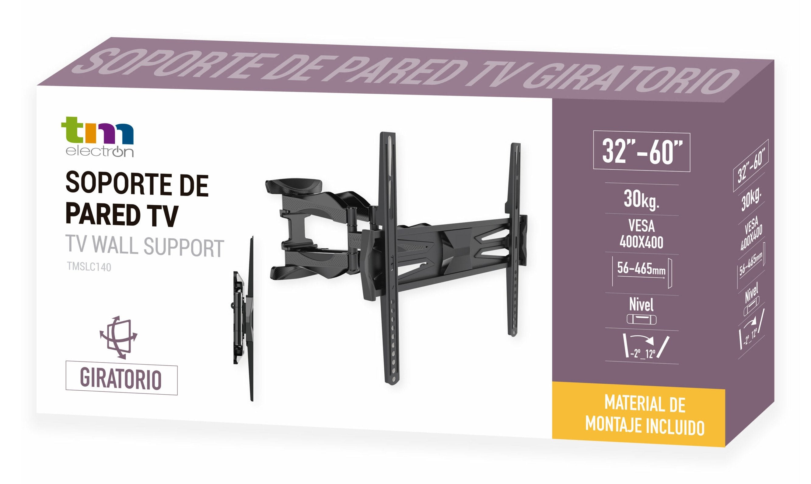 EAN 8436034261162 - TM Electron TMSLC140 soporte para TV 165,1 cm (65") Negro imagen 5