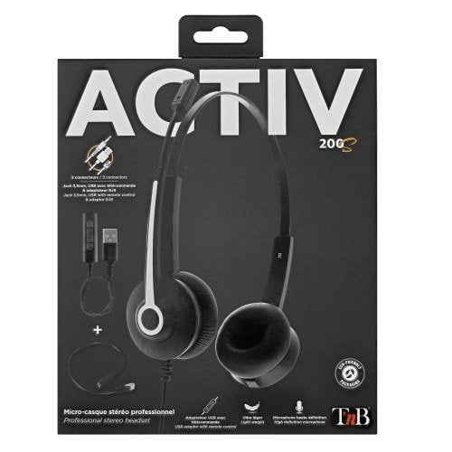 EAN 3303170105269 - T'nB ACTIV 200S Auriculares Alámbrico Diadema Oficina/Centro de llamadas Negro imagen 5