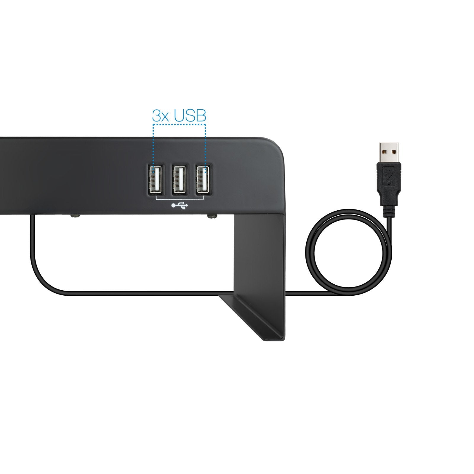 Tooq Soporte Elevador Para Monitor O Portatil - 3x Usb 2.0 - Peso Max. 20kg - Negro