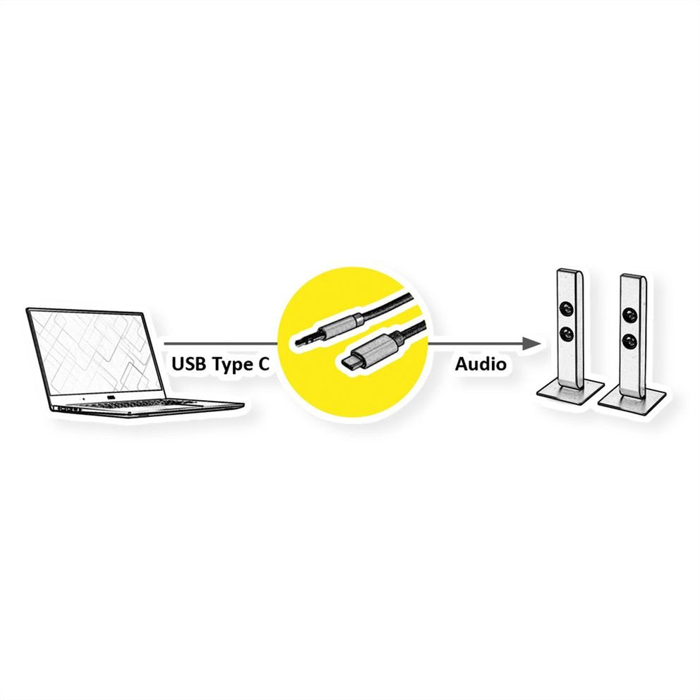 EAN 7630049613287 - ROLINE 12033218 cable de audio 3 m 3,5mm USB Tipo C Negro imagen 5