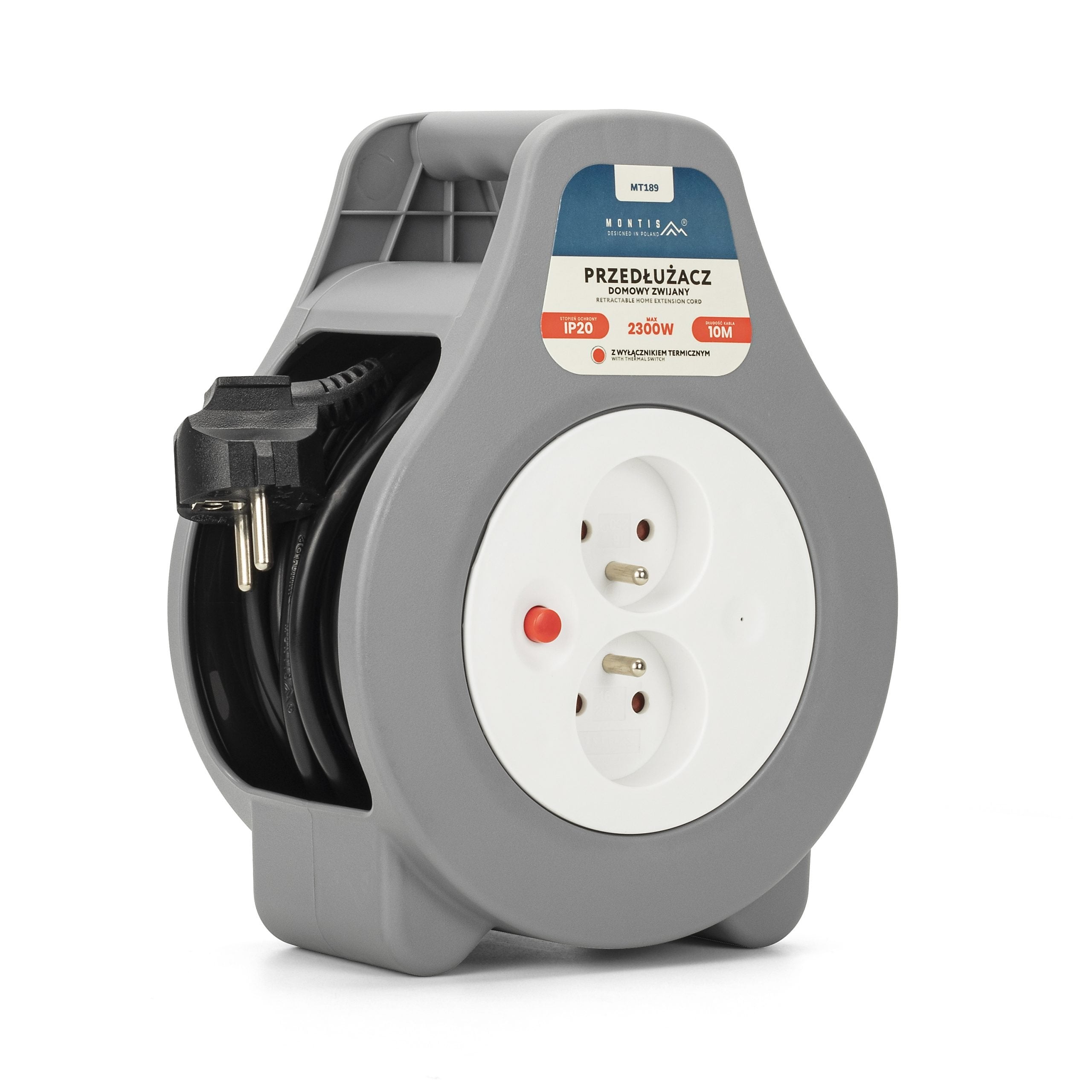 Montis Home Cable De Extensión Carrete 10m Mt 189 2 Salidas Ac