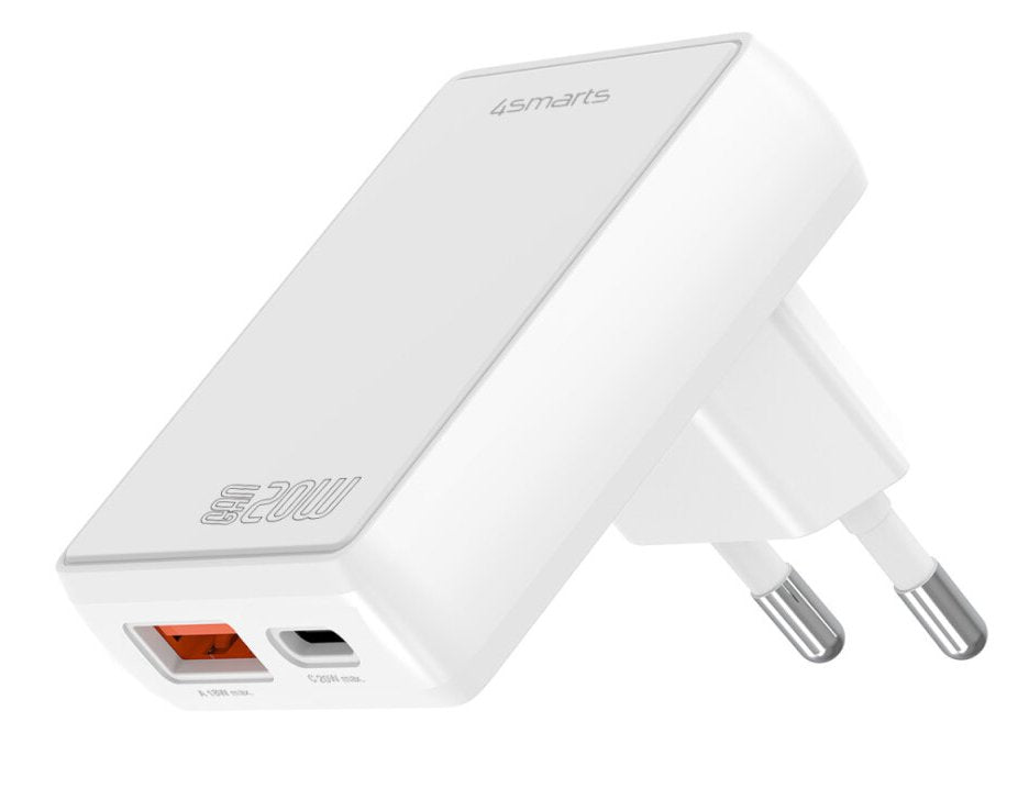 4smarts Netzladegert Flatplug Duos 20w Gan 1c+1a, Wei