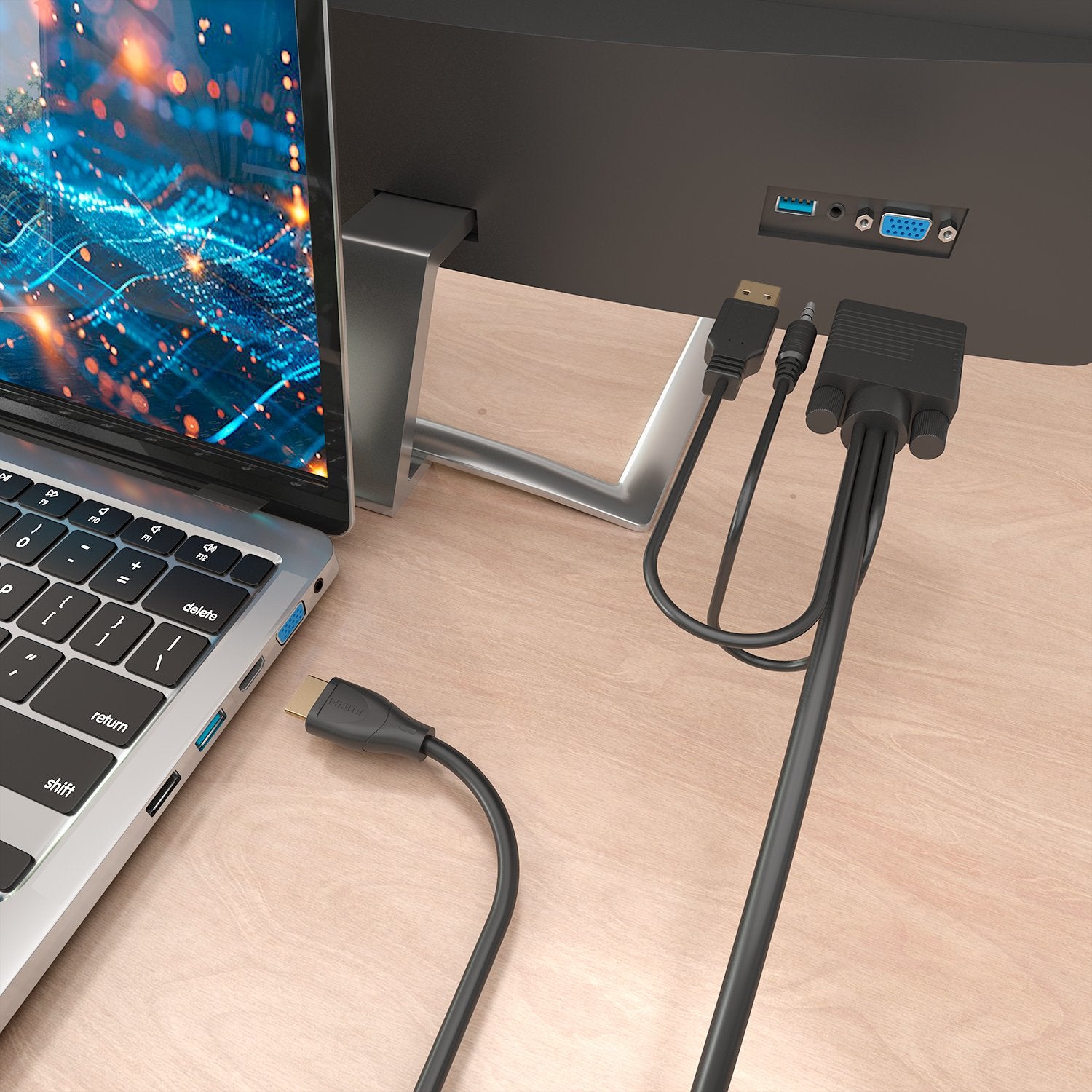 EAN 8435739904800 - AISENS A122-1013 adaptador de cable de vídeo 1 m HDMI tipo A (Estándar) VGA (D-Sub) + 3.5mm + USB Type-A imagen 4