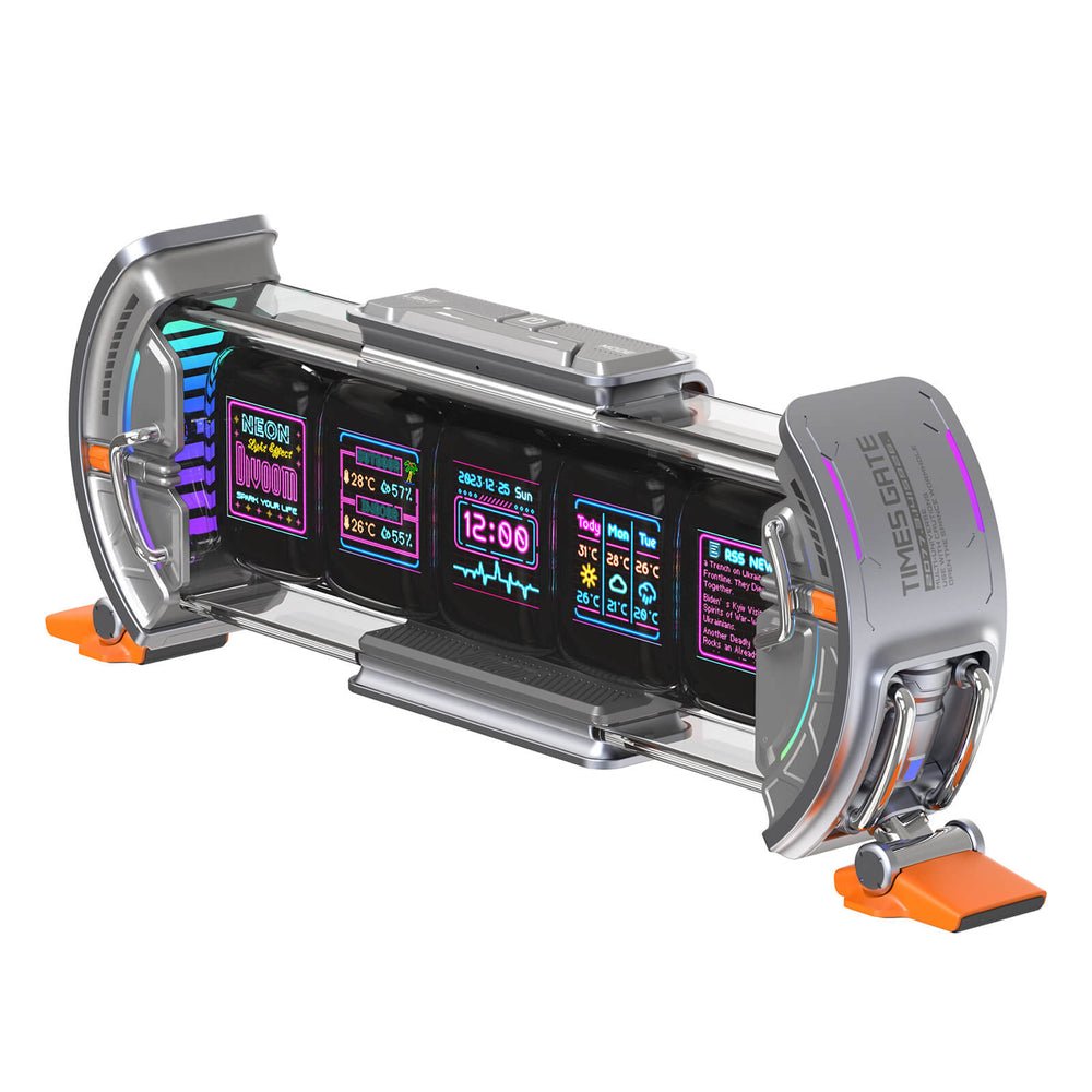 Reloj Digital Divoom Times Gate  Otro Naranja, Plata