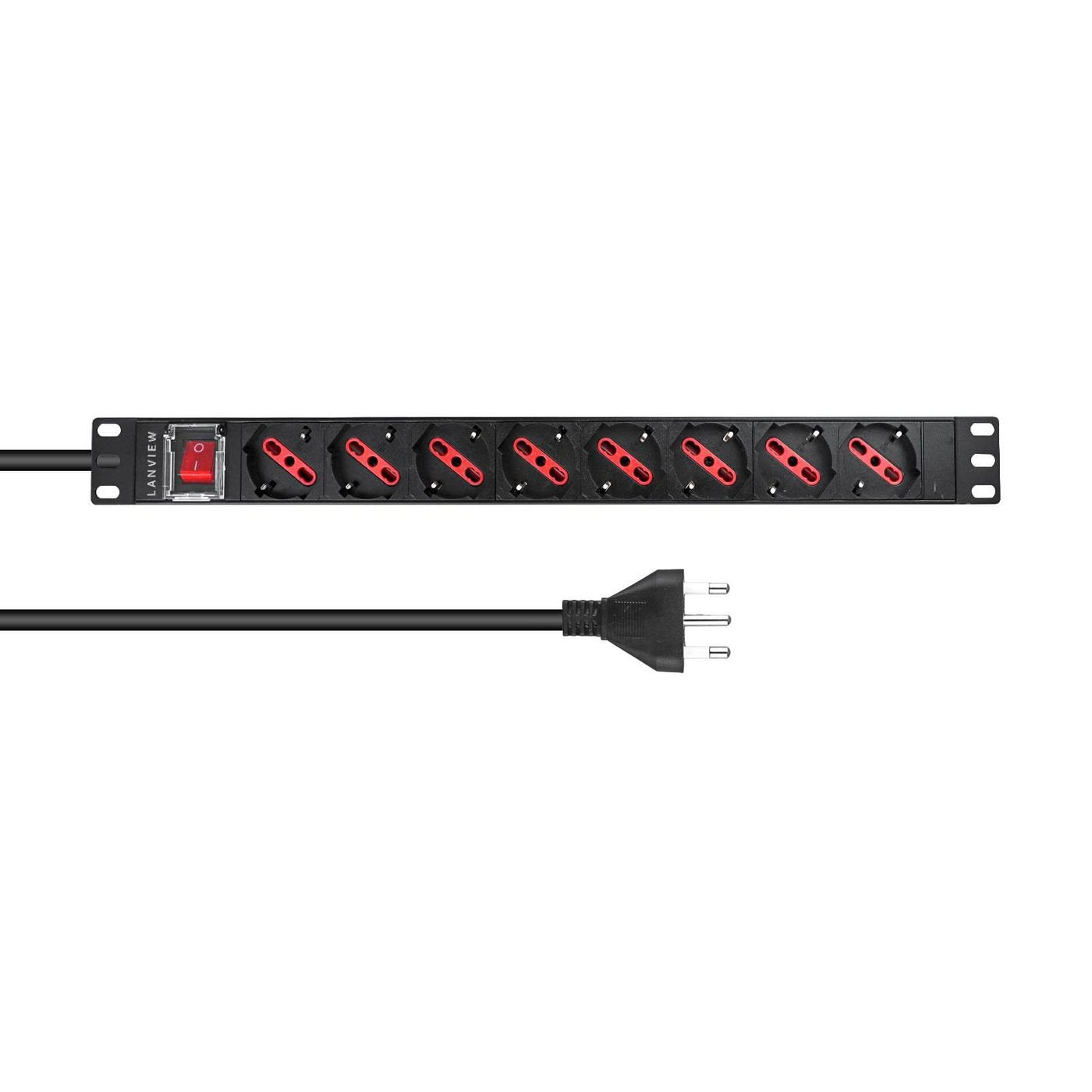 Regleta Lanview 19'' Para Rack, 2m, 13a Con 8 Enchufes Tipo Schuko/Italiano