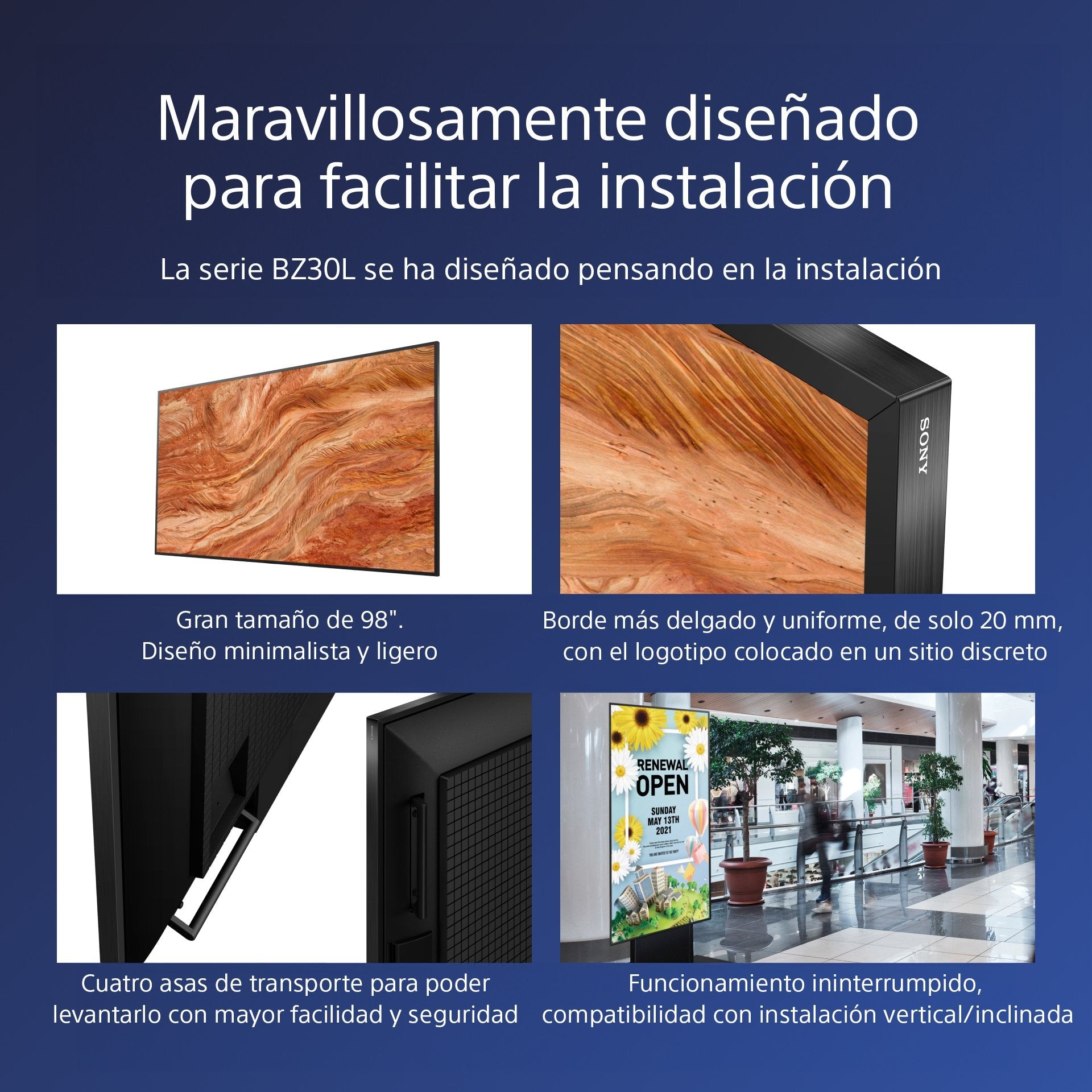 Sony Bravia Professional Displays Fw-98bz30l 98" Clase Diagonal Bz30l Series Pantalla Lcd Con Retroiluminación Led Señalización Digital Android Tv 4k Uhd (2160p) 3840 X 2160 Hdr Direct Led