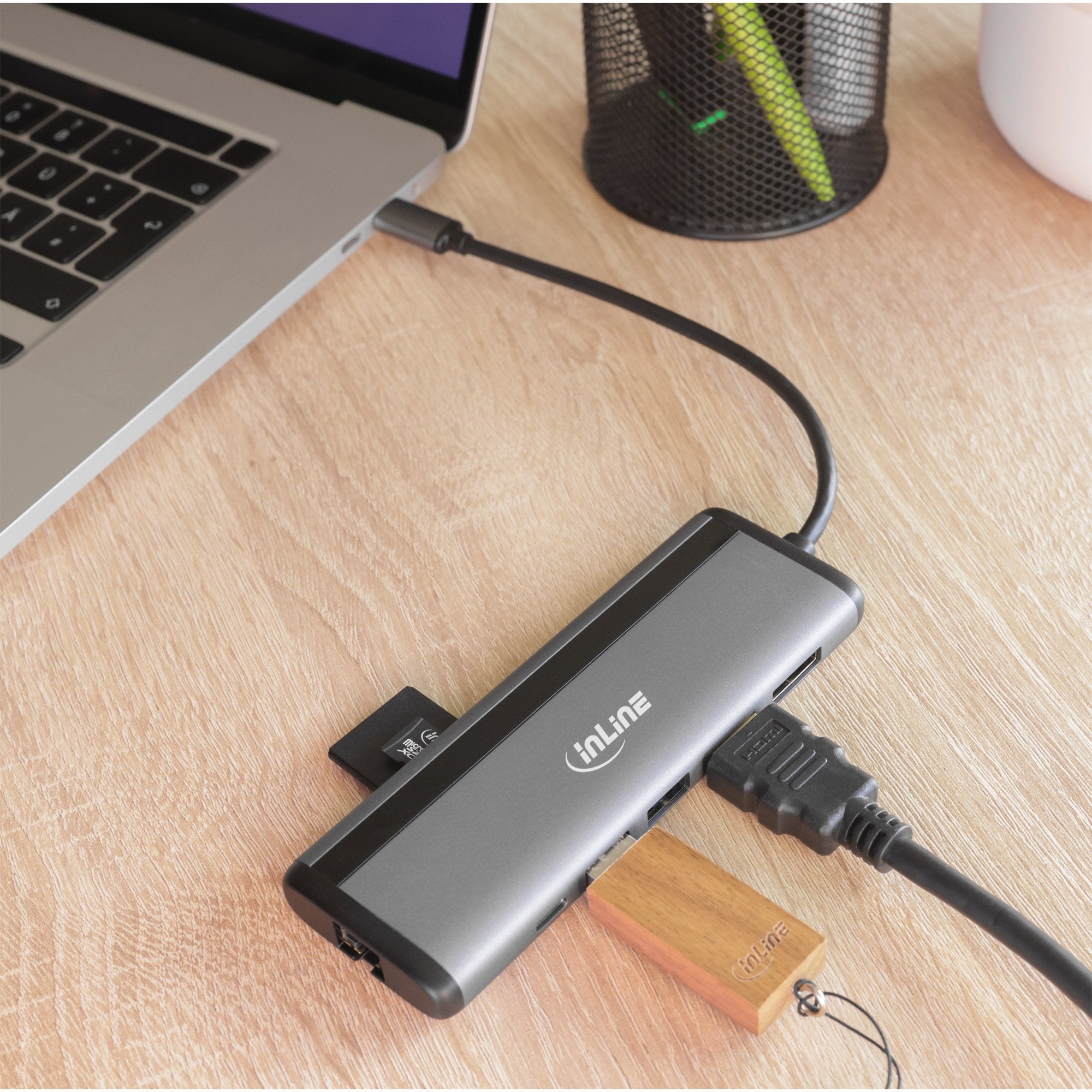 Inline® 8-In-1 Usb-C Multihub Dockingstation, Hdmi, Displayport, Usb 3.2, Pd 3.0 100w, Mst