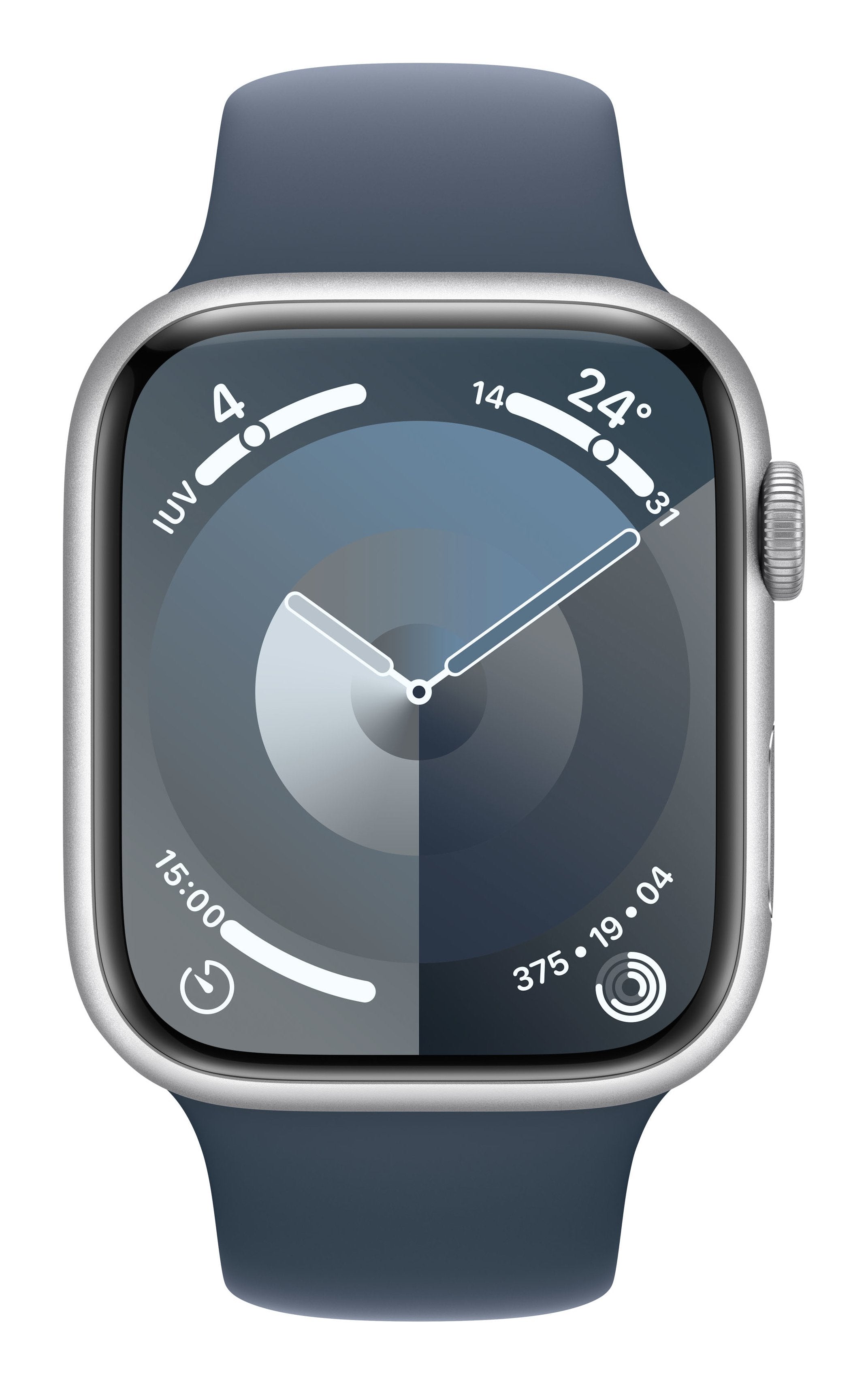 Apple Watch Series 9 Gps 45mm Cellular Caja De Aluminio Plata Correa Deportiva Azul Tempestad M L