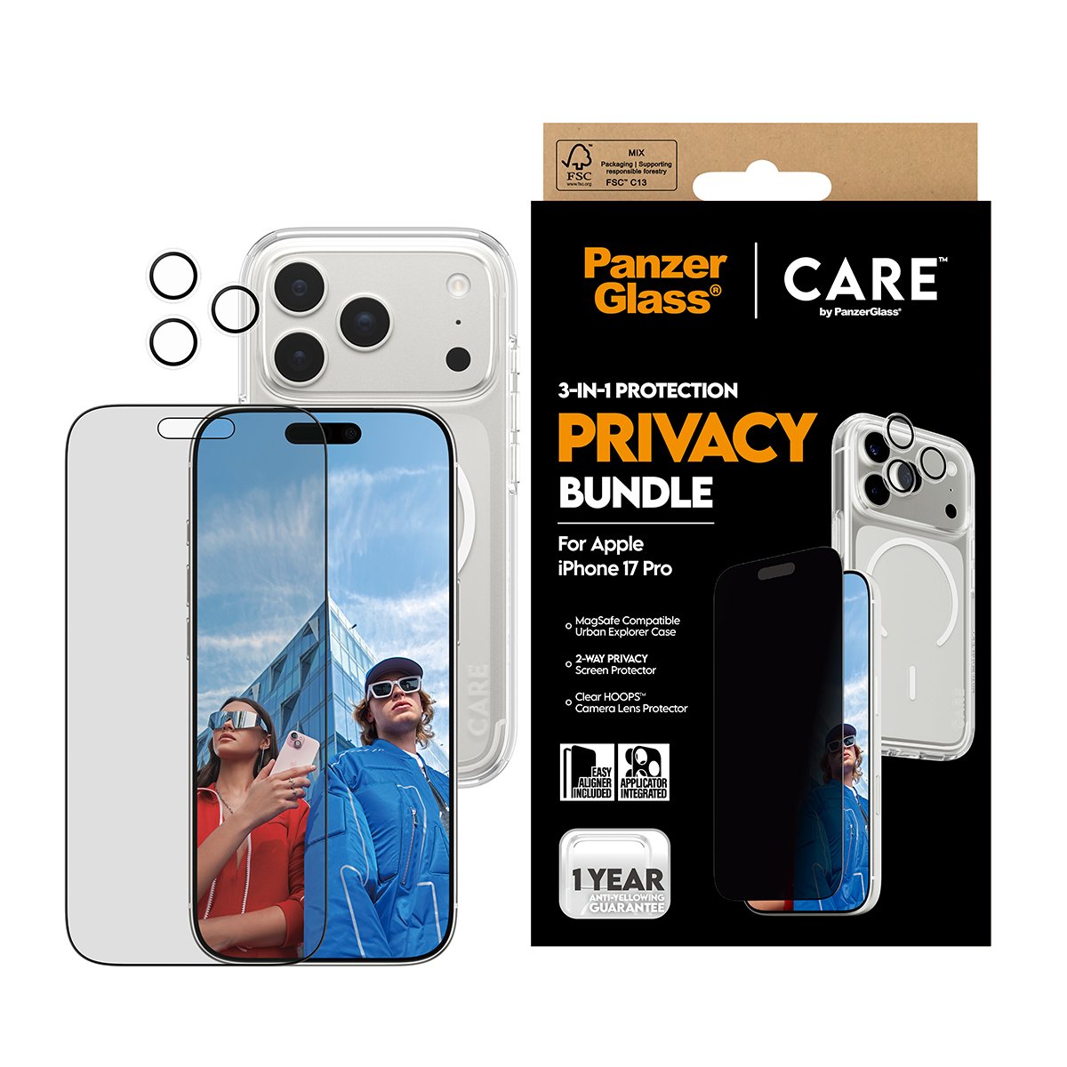 Panzerglass Care 3-In-1 Flagship Privacy Hndle Iphone 17 Pro