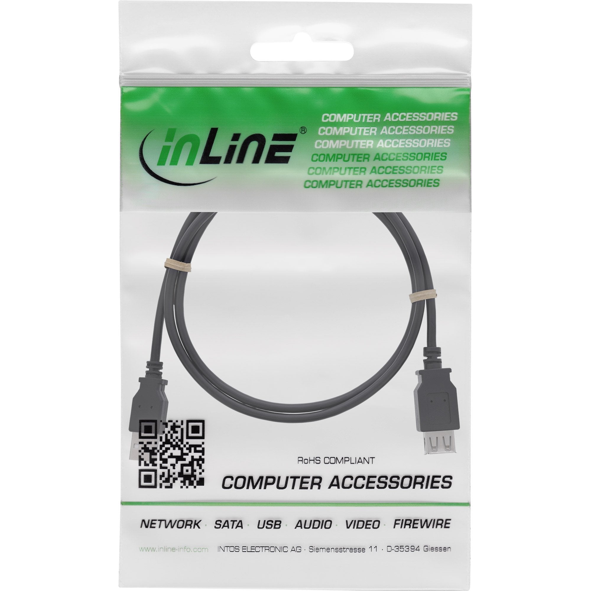 Cable De Extensión Inline Usb 2.0 A Macho A Hembra Negro 1m