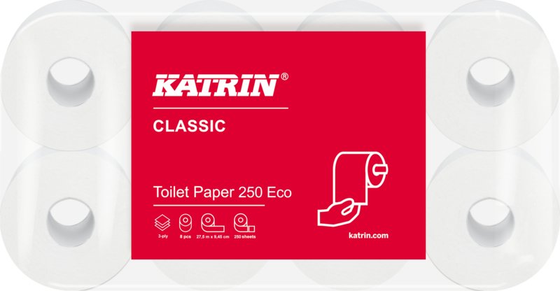 Metsä Tissue Papel Higiénico Katrin Toilet 250 3-Lg Hoja Rollo Blanco Natural