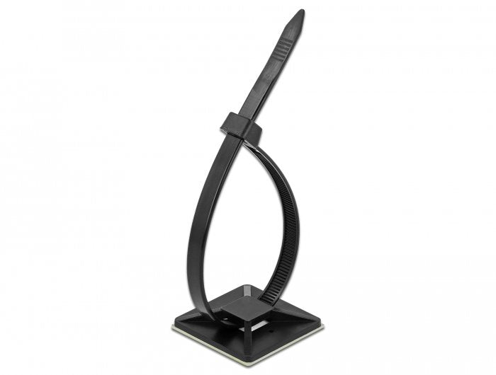Delock Befestigungssockel 40 X 40 Mm Mit Cablebinder L 250 X B 7,2 Mm Schwarz