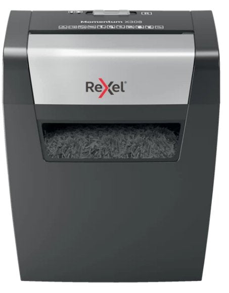 Rexel Destructora Momentun X308 Corte Confeti 5x42mm - Hasta 8 Hojas A La Vez - Negro