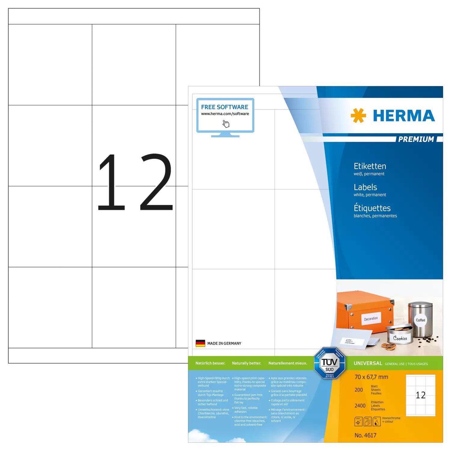 EAN 4008705046176 - HERMA 4617 etiqueta de impresora Blanco Etiqueta para impresora autoadhesiva imagen 1