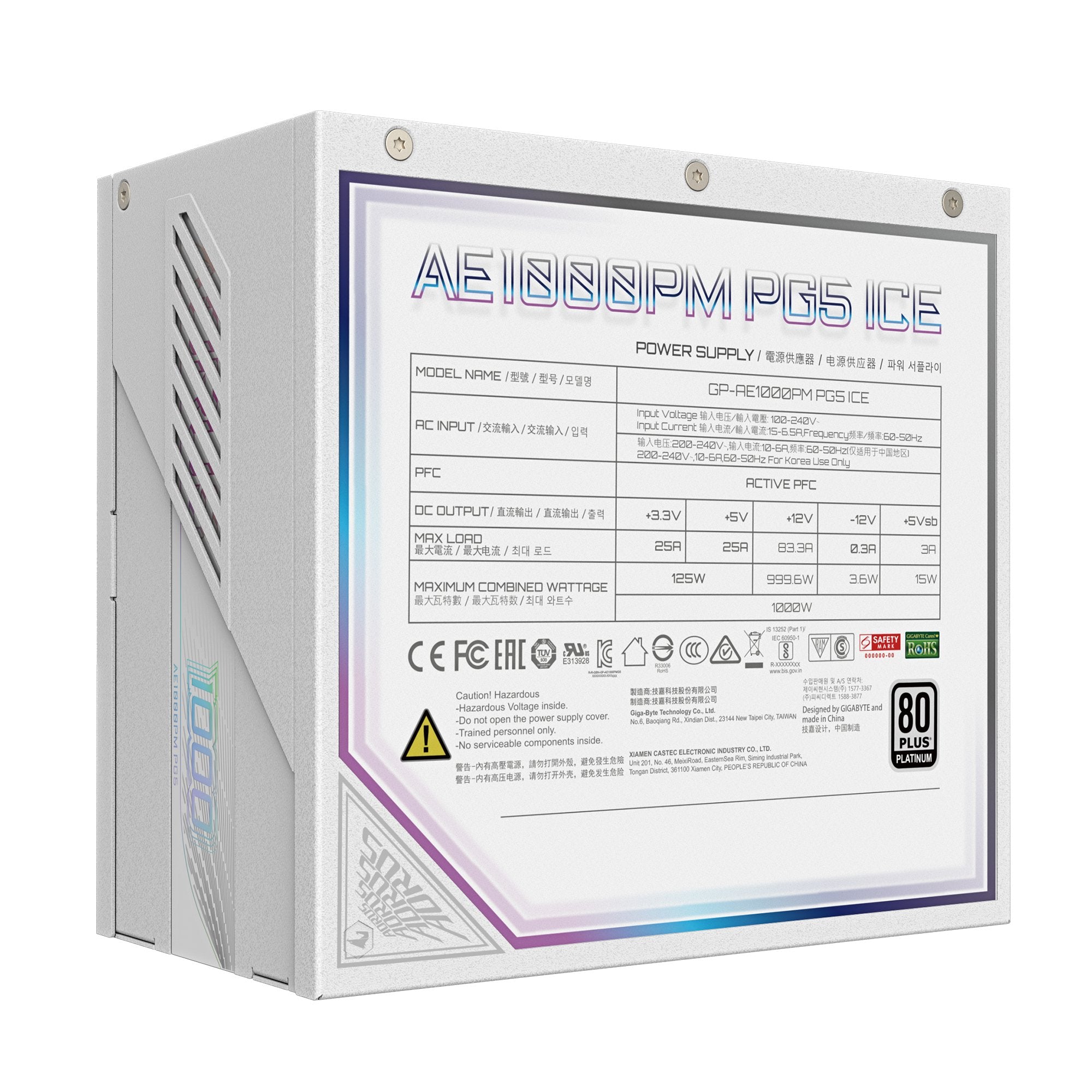 EAN 4719331554651 - GIGABYTE AORUS ELITE P1000W ICE unidad de fuente de alimentación 1000 W 20+4 pin ATX Blanco imagen 7
