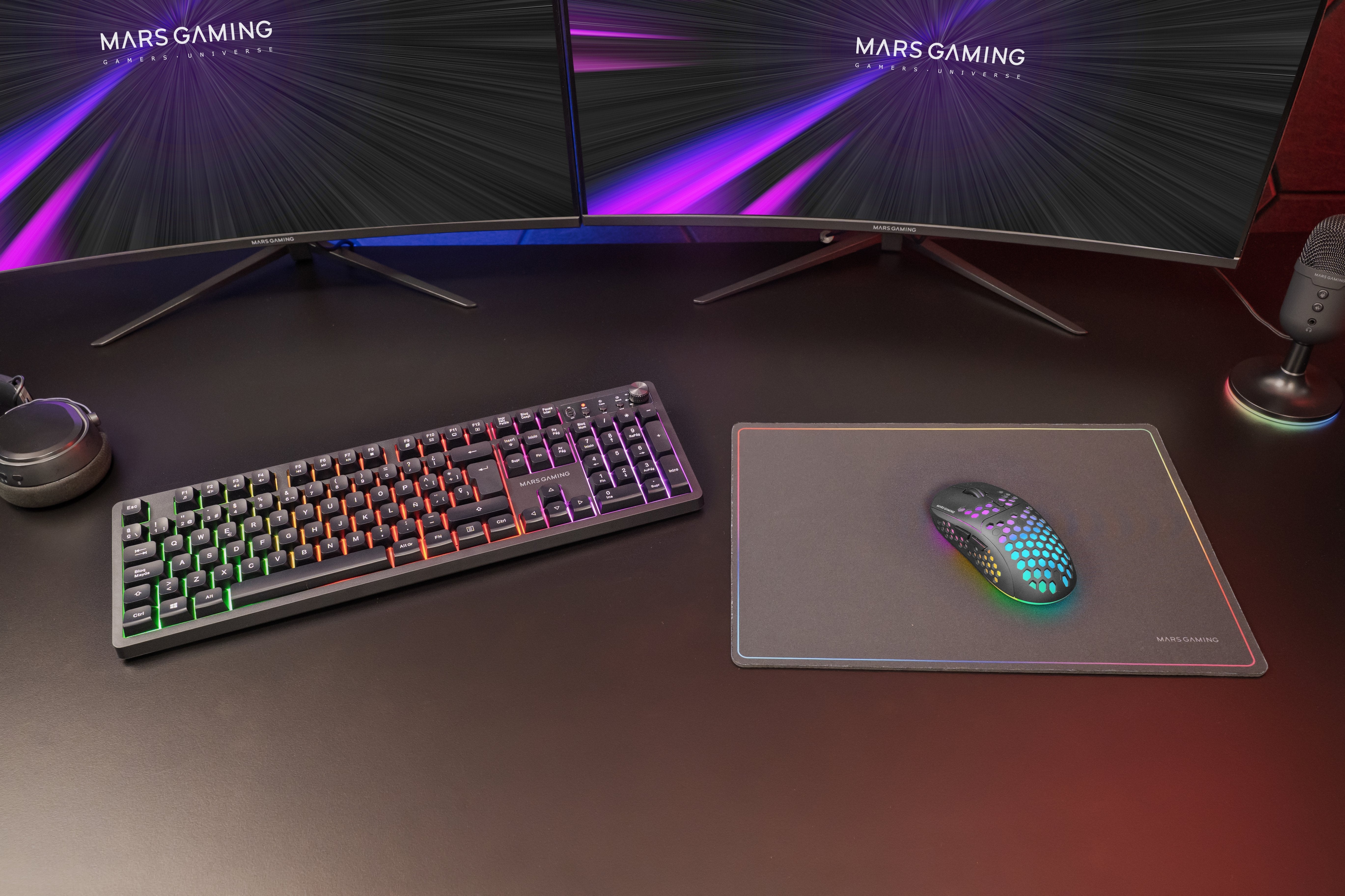 Teclado Mouse Y Alfombrilla Mars Gaming Mcpwxpt Negro H-Mech Frgb 3200dpi Portugues