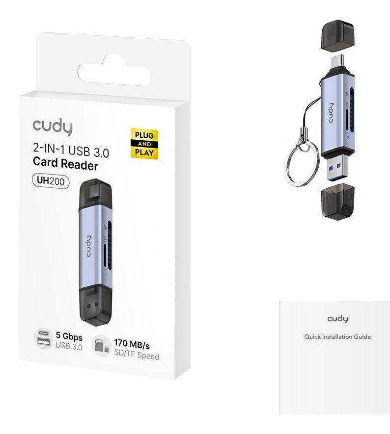 EAN 6971690794873 - Cudy lector de tarjeta USB 2.0 Type-A/Type-C Gris, Plata imagen 4