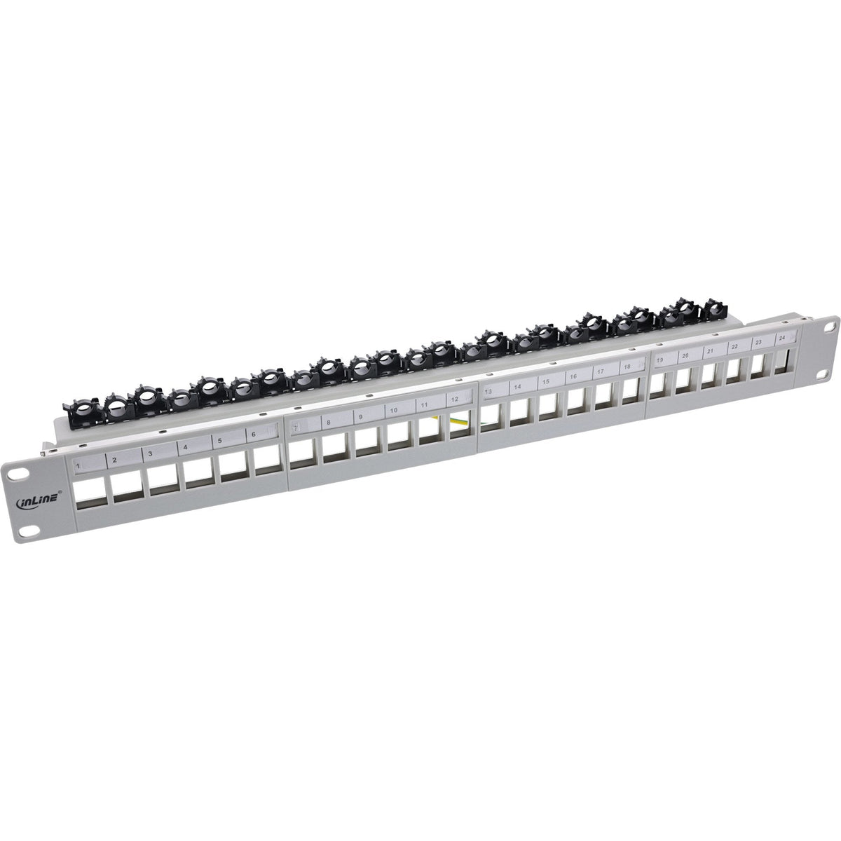 Inline® Patch Panel 24-Way, Keystone Empty Panel Patch Panel, 19", 1u, Light Gris Ral7035