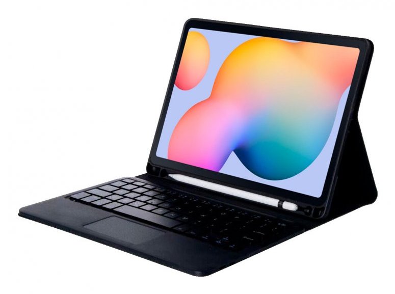 Funda Polipiel Negra + Teclado (Español) Bluetooth Galaxy Tab S6 Lite Con Touch Panel. 
Funda Con Teclado Bluetooth Para Samsung Galaxy Tab S6 Lite P610 / P615 / P619 / P613 De 10.4\1, Con Cubierta Plegable, Cierre Magnético Y Suave I