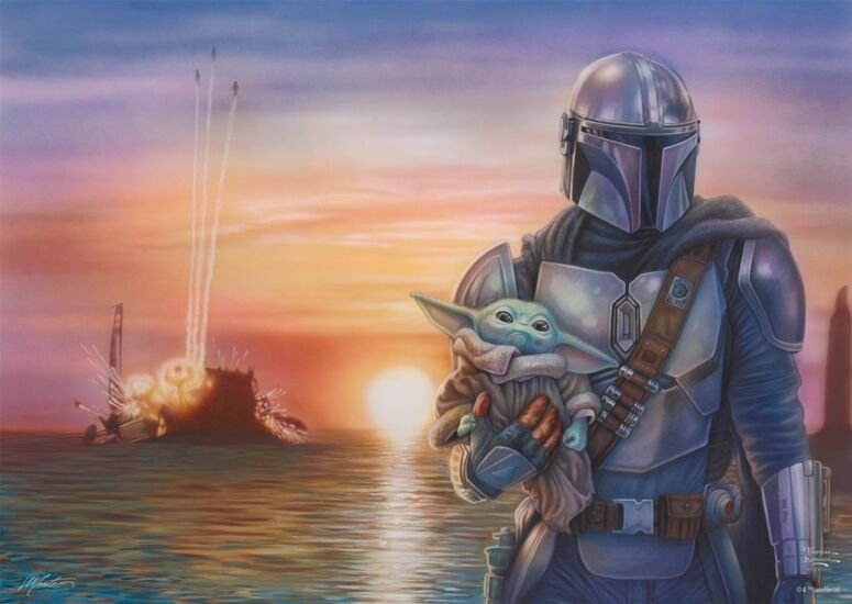 Schmidt Spiele Thomas Kinkade Studios: Star Wars The Mandalorian - Una Nueva Dirección, Puzzle 1000 Piezas