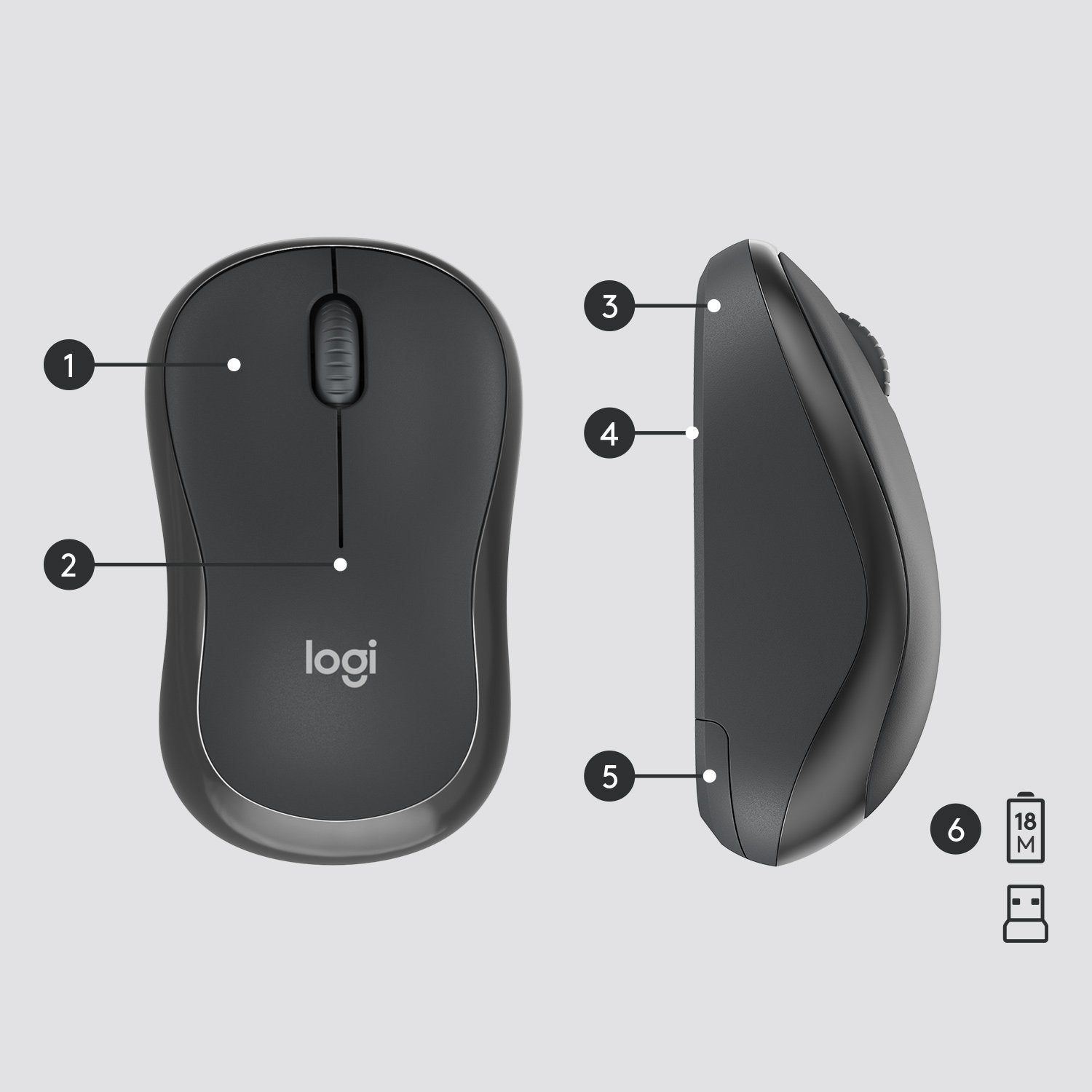 Teclado Ingles + Ratón Logitech Mk295 Usb Qwerty Internacional Ee.Uu. Grafito